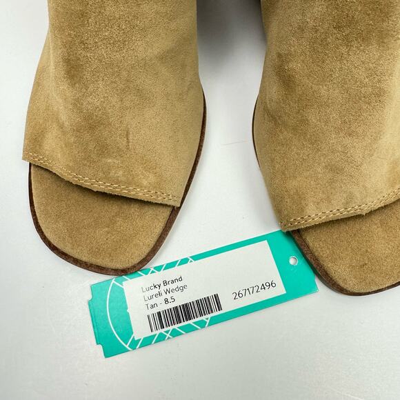 NEW Lucky Brand Lureli Peep Toe Western Wedge Booties Shooties - Picture 10 of 13